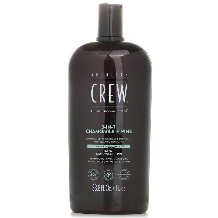 American Crew 3-in-1 Chamomile + Pine Shampoo, Conditioner And Body Wash 1000ml